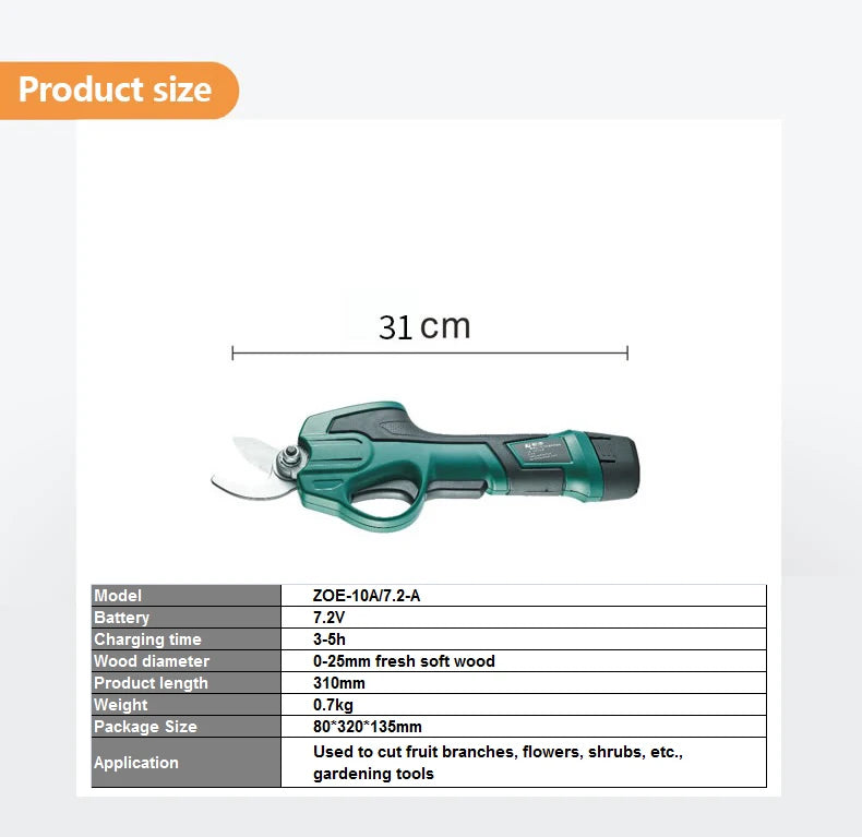 Forbici Elettriche FUJIWARA 7.2V – Precisione e Potenza per la Tua Potatura!