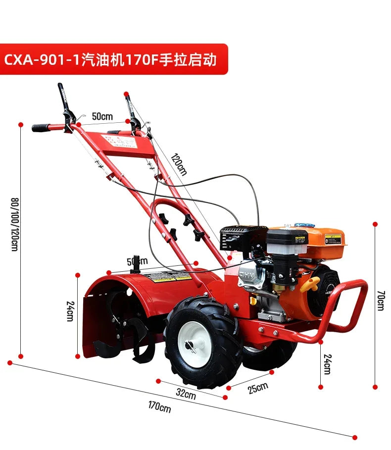 🌿 Mini Motozappa Diesel con Avviamento Elettrico - 4WD Autopropulso per Diserbo e Coltivazione 🚜