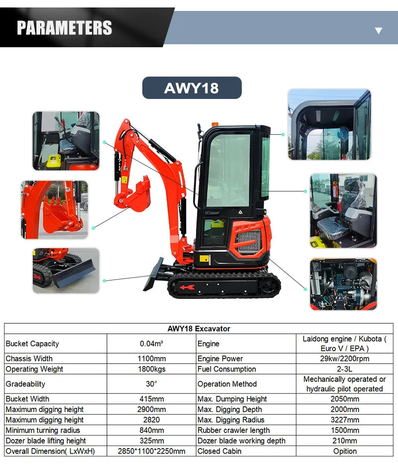 Mini Escavatore Personalizzato 1.8 Ton – Potenza e Efficienza per Ogni Lavoro 🚜